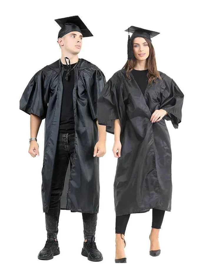 Men's Graduation Gown with Mortarboard Cap - thefancydress.co.uk