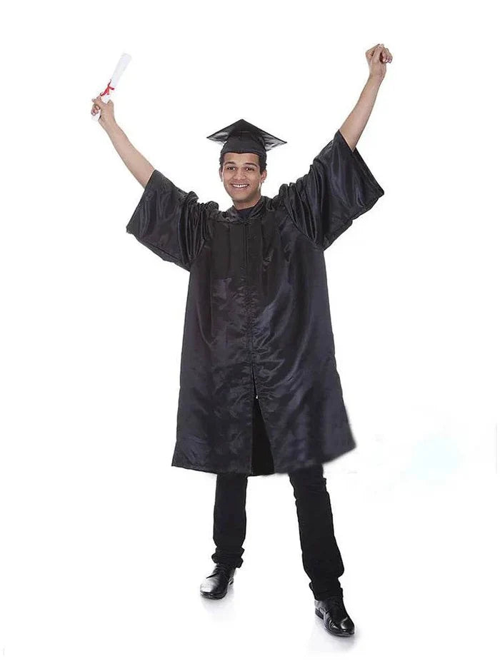 Men's Graduation Gown with Mortarboard Cap - thefancydress.co.uk