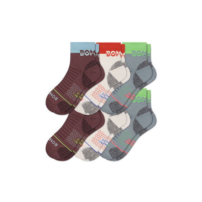 Men's Merino Wool Blend Hiking Quarter Sock 6-Pack