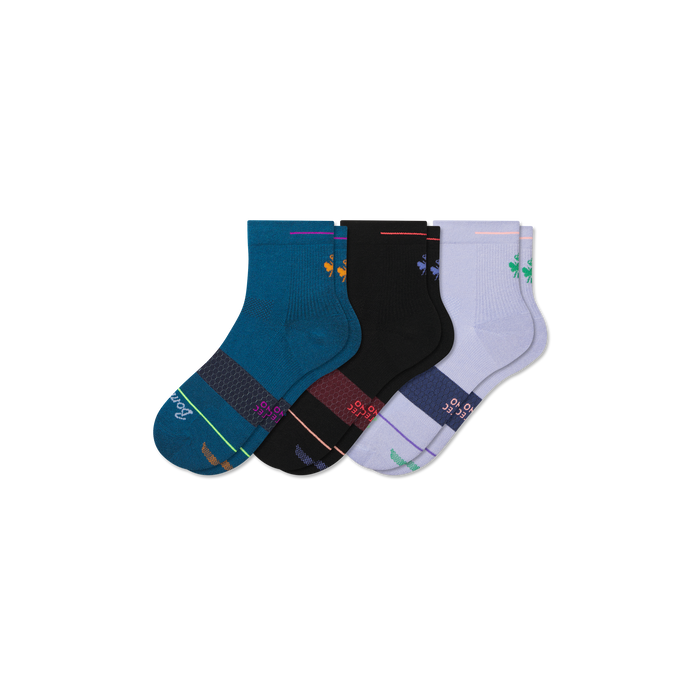 Men's Merino Wool Blend Run Quarter Sock 3-Pack