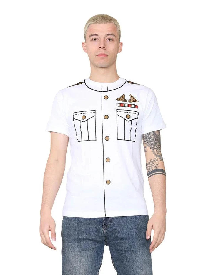Men's Navy Captain Printed T-Shirt - thefancydress.co.uk