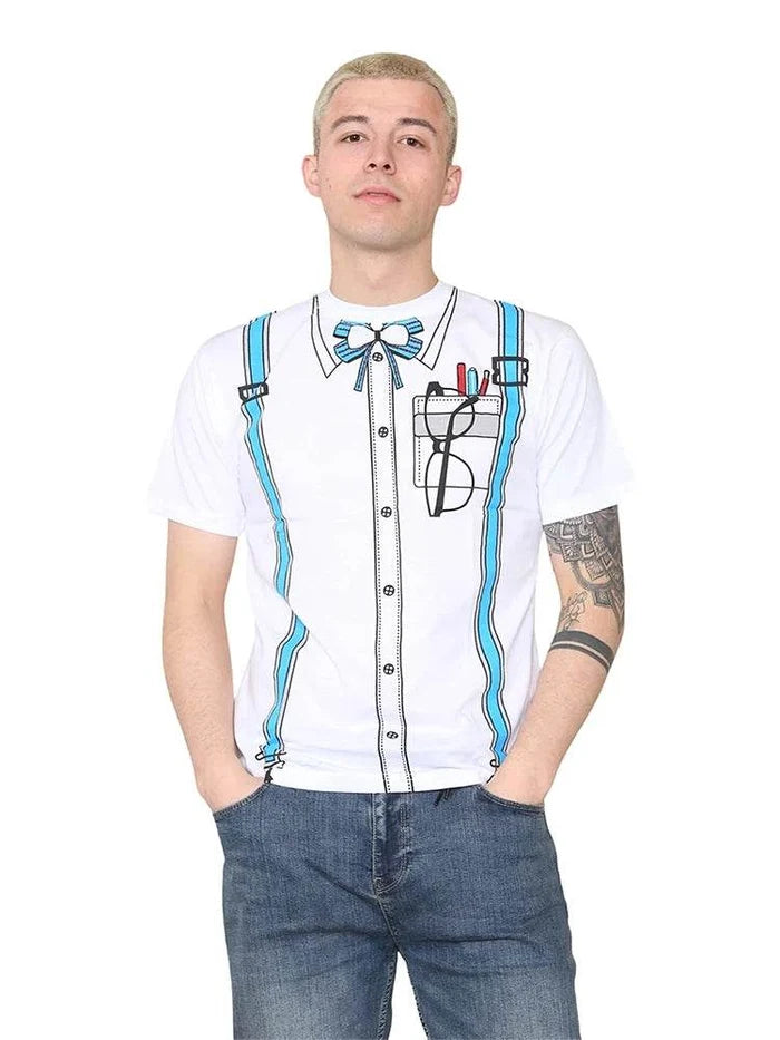 Men's Nerd Printed T-Shirt - thefancydress.co.uk