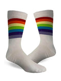 Men's Rainbow 3-Stripe Referee Ankle Socks - thefancydress.co.uk