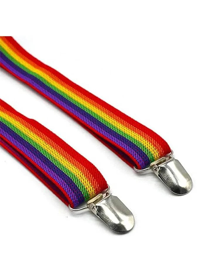 Men's Rainbow Pride, Festival Adjustable Suspender Braces 2.5 cm - thefancydress.co.uk