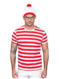 Mens Red & White Striped 4 Pieces Outfit Set - thefancydress.co.uk