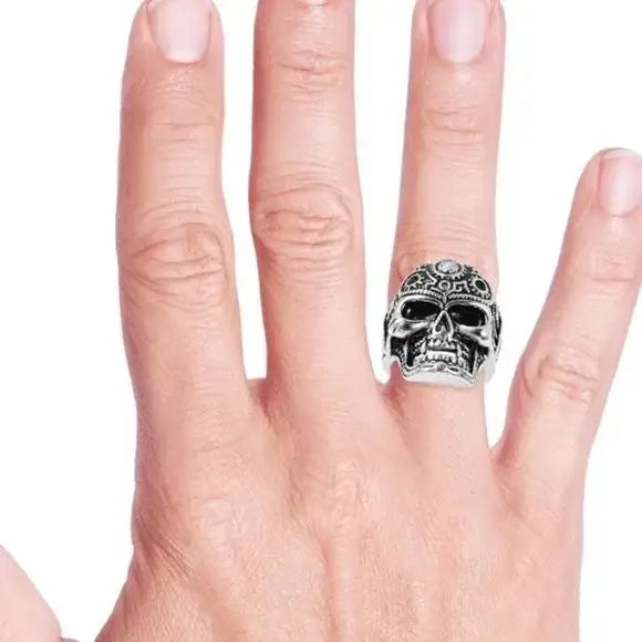 Men's Stainless Steel Motorcycle Skull Ring