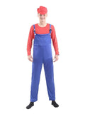 Mens Super Mario Red & Blue Plumber Bro Costume - thefancydress.co.uk