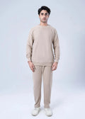 Men's winter sweatshirt in khaki, crew neck long sleeves with pants