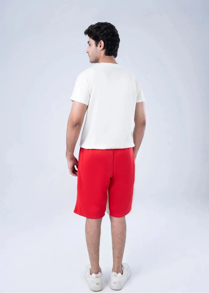 Men's off-white crew-neck short-sleeve T-shirt, plain back view