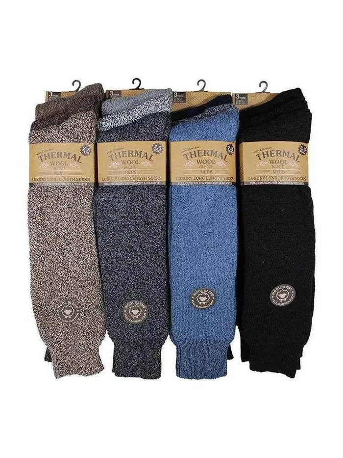 Men's Long Wool Blend Boot Socks (Pack of 12)