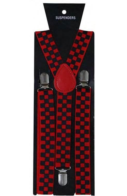 Men’s Y-Back Check Printed Suspenders – Adjustable & Stylish (2.5cm) - thefancydress.co.uk
