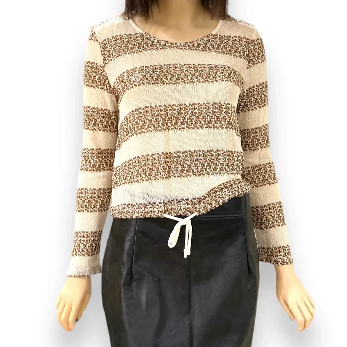 Metallic Striped Lightweight Knit Top - Wild Time Fashion