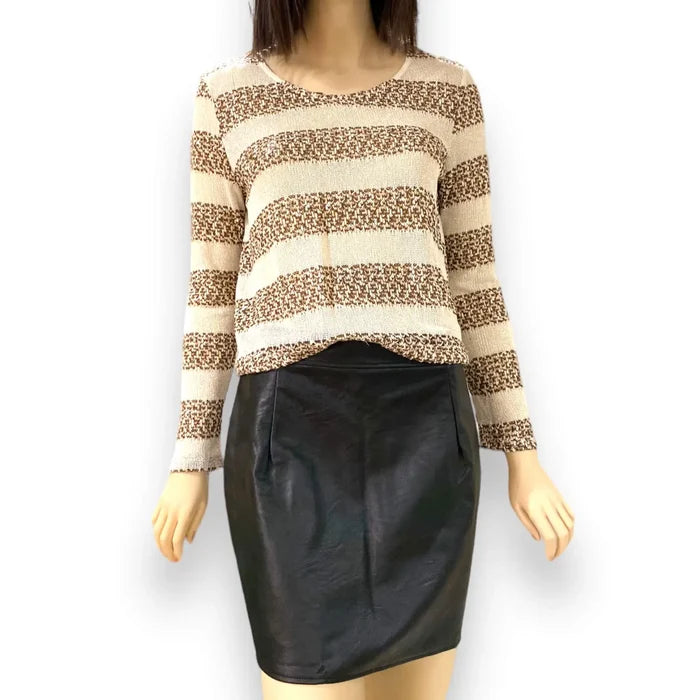 Metallic Striped Lightweight Knit Top - Wild Time Fashion