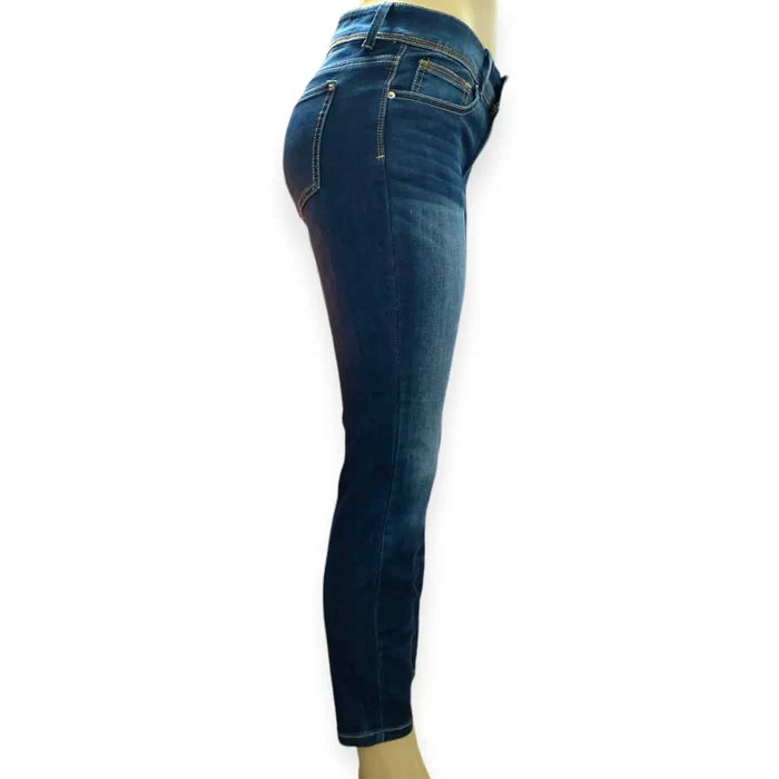 Mid Rise Denim Skinny Cropped Jeans