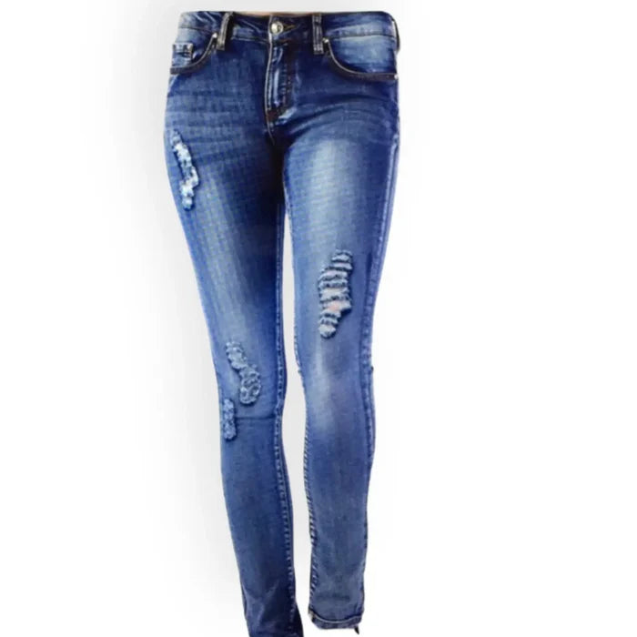Mid Rise Distressed Denim Skinny JeansSkinny Jeans