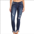 Mid Rise Distressed Skinny Ankle Jeans