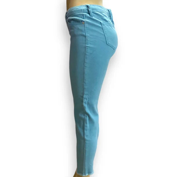Mid Rise Skinny Frayed Ankle Jeans
