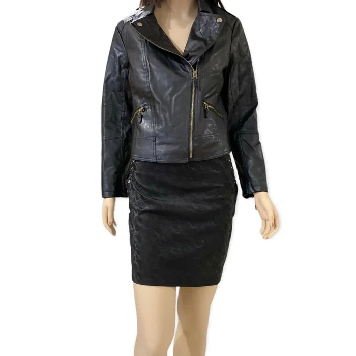 Women's Black Matte Moto Jacket