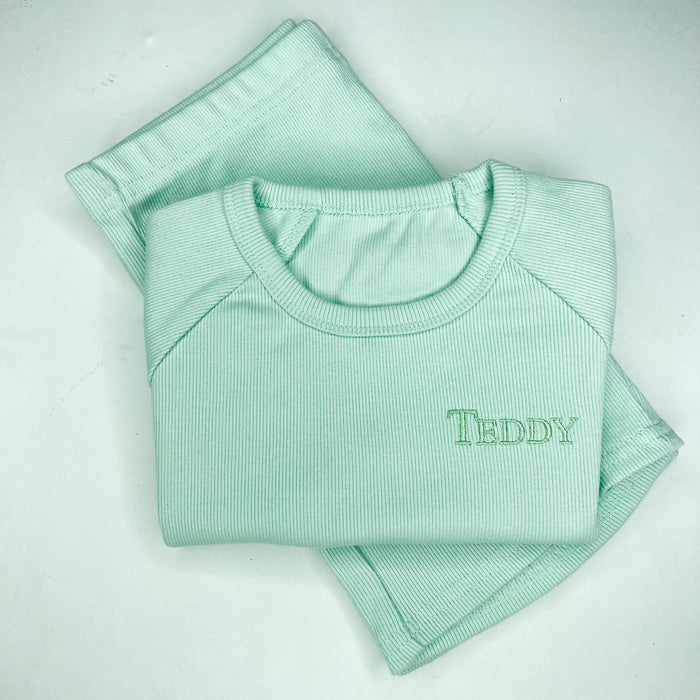 Mint Ribbed Short Set
