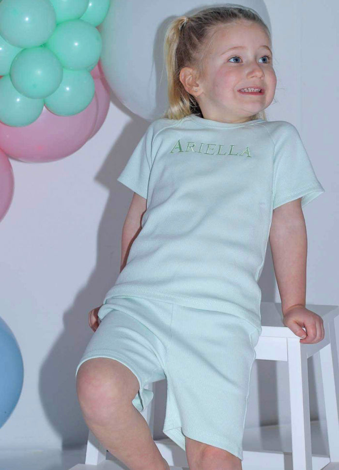 Mint Ribbed Short Set