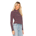 Women's Mock Neck Striped Rib Knit Long Sleeve Top / XS/ About Us
