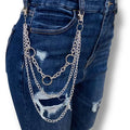 Multi-Layer Silver Pants Chains silver chunky chain pants chain- chunky silver triple curb pants chain with O-rings