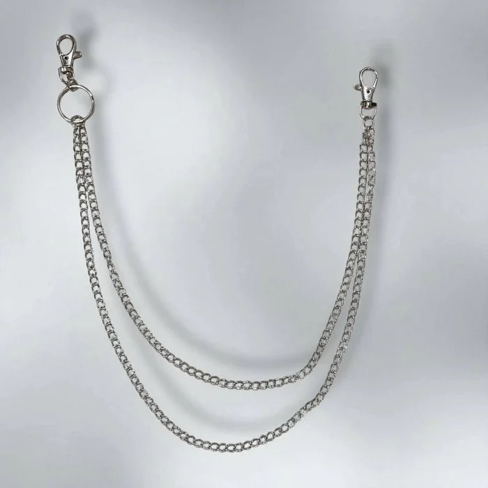 Multi-Layer Silver Pants Chains silver chunky chain pants chain, double layer silver curb chain for jeans or belts, gothic and grunge fashion accessory.