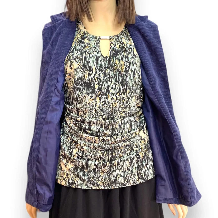 Multicolor Cut-Out Sleeveless Blouse