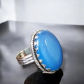 Natural Blue Chalcedony Stone Sterling Silver Ring - 8 / Silver/blue / Female - Women’s Rings