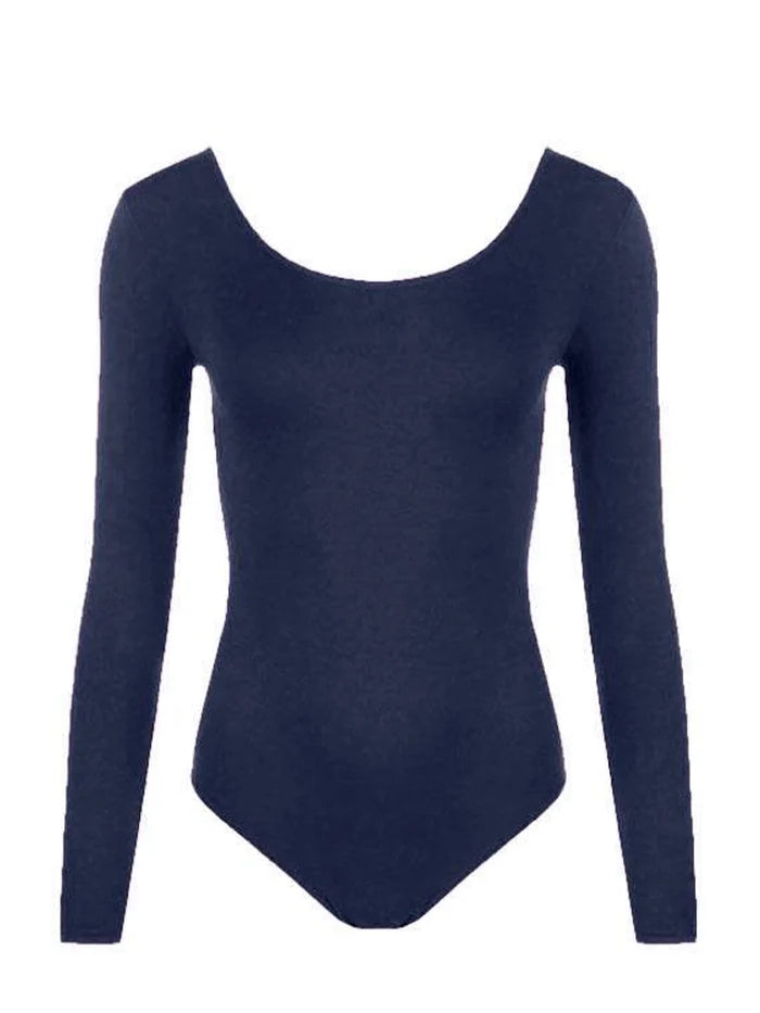 Navy Long Sleeve Microfibre Leotard for Girls