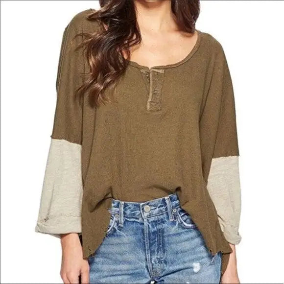 NEW Two Tone Pull Over Top by Free People Medium - Wild Time Fashion
