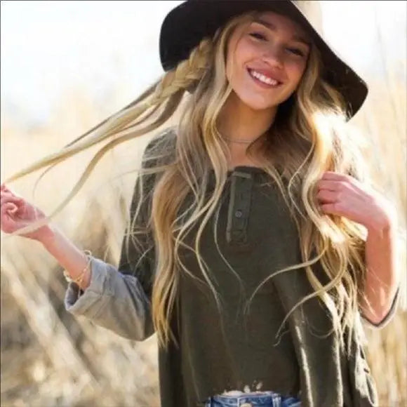 NEW Two Tone Pull Over Top by Free People Medium - Wild Time Fashion