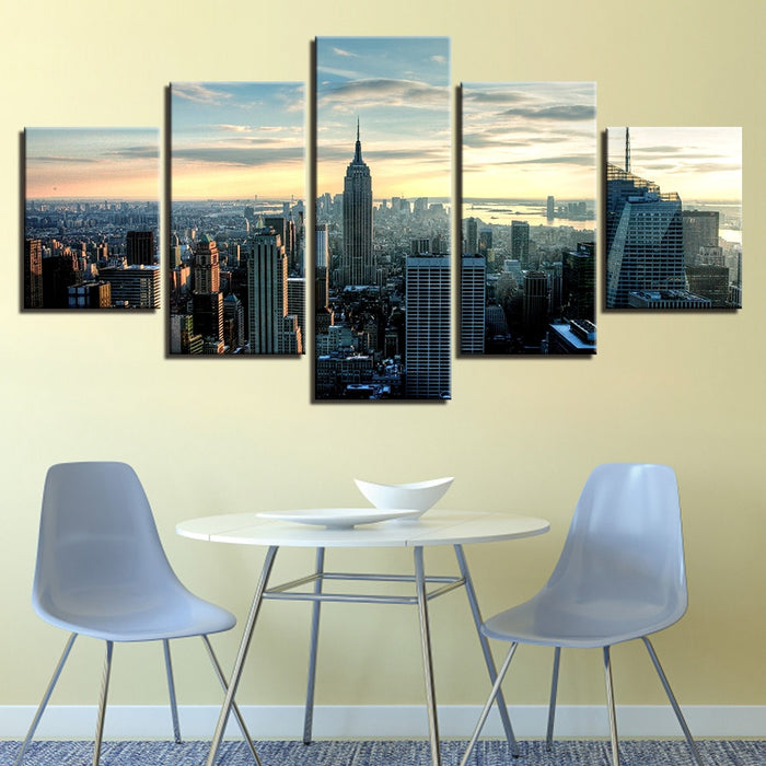 New York City Building Blue Sky Wall Art Decor Canvas Printing - BlueArtDecor