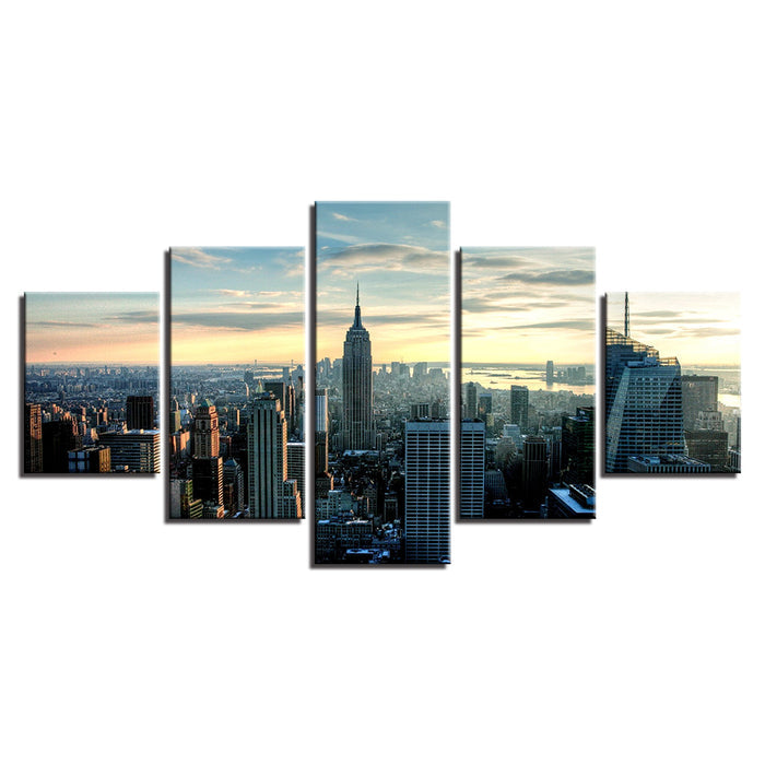 New York City Building Blue Sky Wall Art Decor Canvas Printing - BlueArtDecor