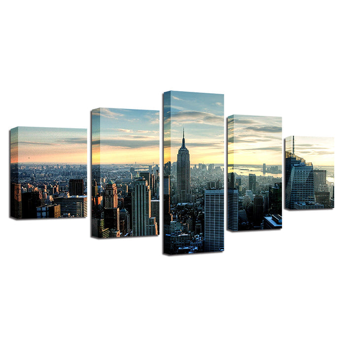 New York City Building Blue Sky Wall Art Decor Canvas Printing - BlueArtDecor