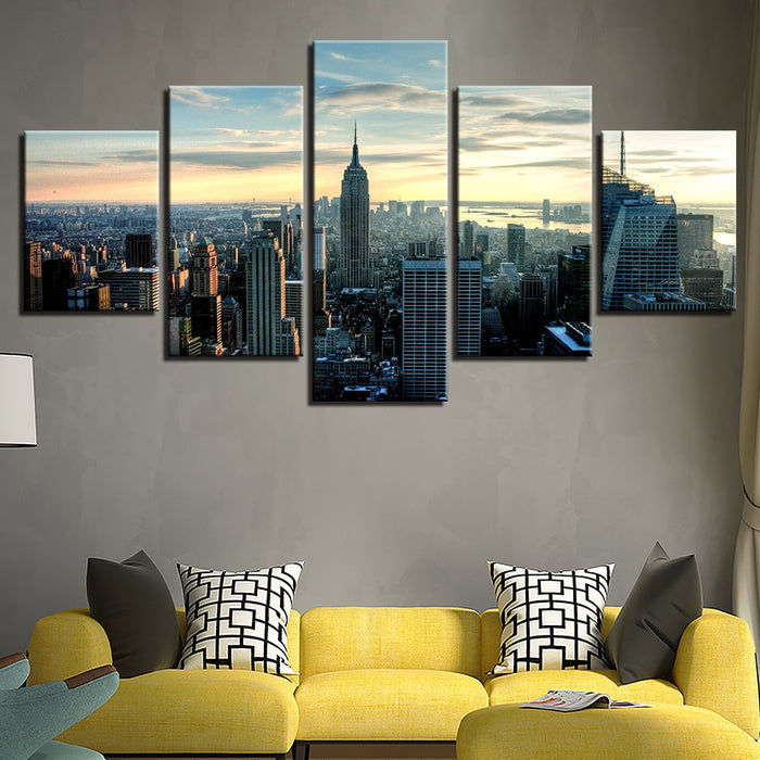 New York City Building Blue Sky Wall Art Decor Canvas Printing - BlueArtDecor