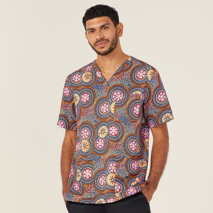 NNT Bush Tucker Indigenous V-neck Unisex Scrub Top
