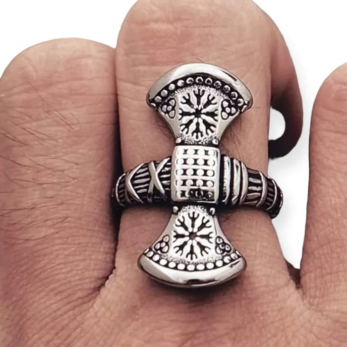 Nordic Double Axe Stainless Steel Ring