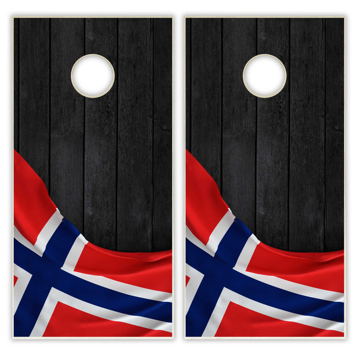 Norway Flag Cornhole Set - Black Wood