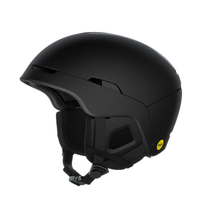Black helmet with a visible brand logo on a white background