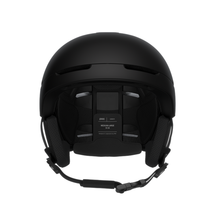 Black helmet with visible branding on a white background