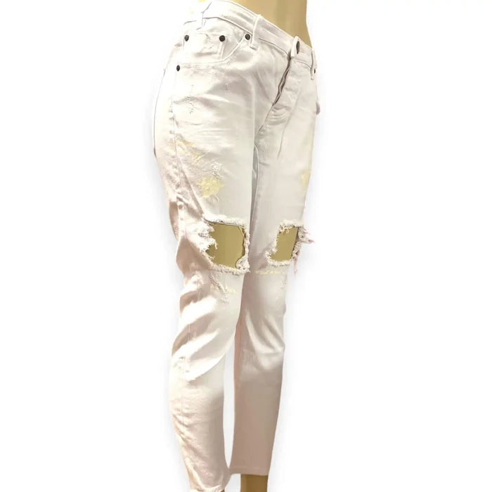 One Teaspoons White Mid Rise Skinny Jeans