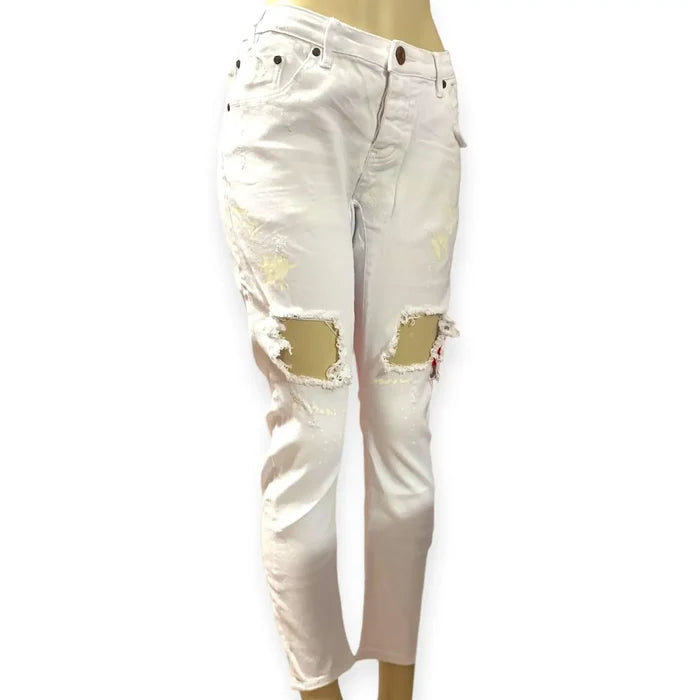One Teaspoons White Mid Rise Skinny Jeans