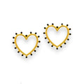 Open Gold Hearts Black Dots Stud Earrings - Open Heart Statement Earrings / Gold/Black / Adults - Women’s Earrings
