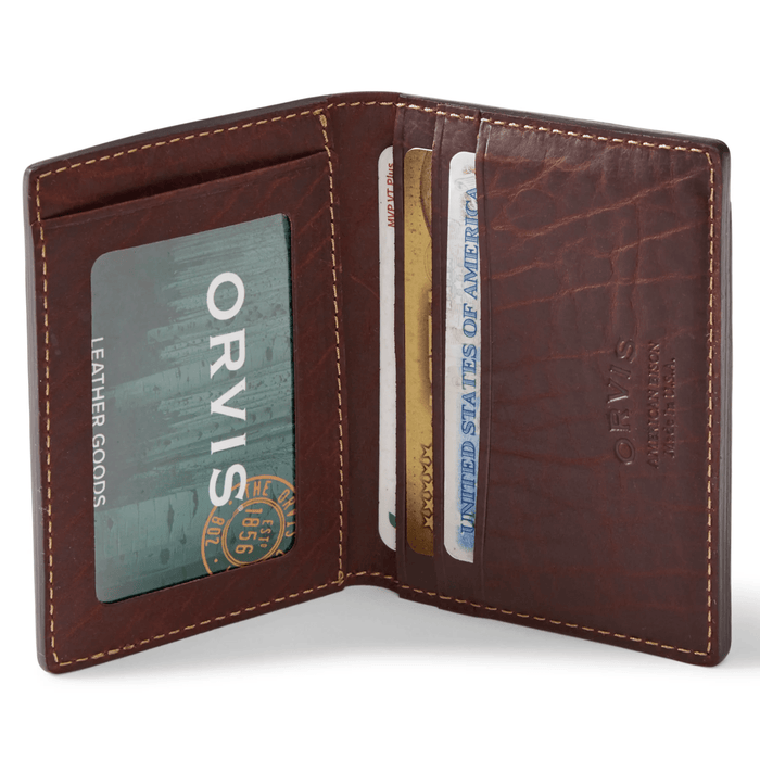 Orvis Bison Leather Card Carrier Orvis Brown Wallets Rivers and Glen Trading Co