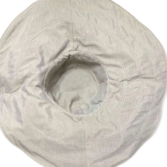 Women's Oversized Brim Cotton Reversible Sun Hat Purple khaki / one size / portable / chin strap /removable bow brooch
