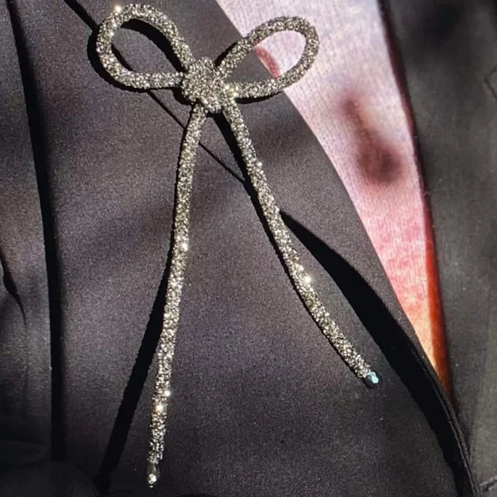 Oversized Glitter Rope Ribbon Bow Brooches
