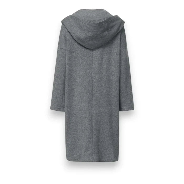 Oversized Longline Zip-Up Hoodie Jacket in gray with double-zip front / unisex/ plus size