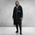 Oversized Longline Zip-Up Hoodie Jacket in black with double-zip front / unisex/ plus size
