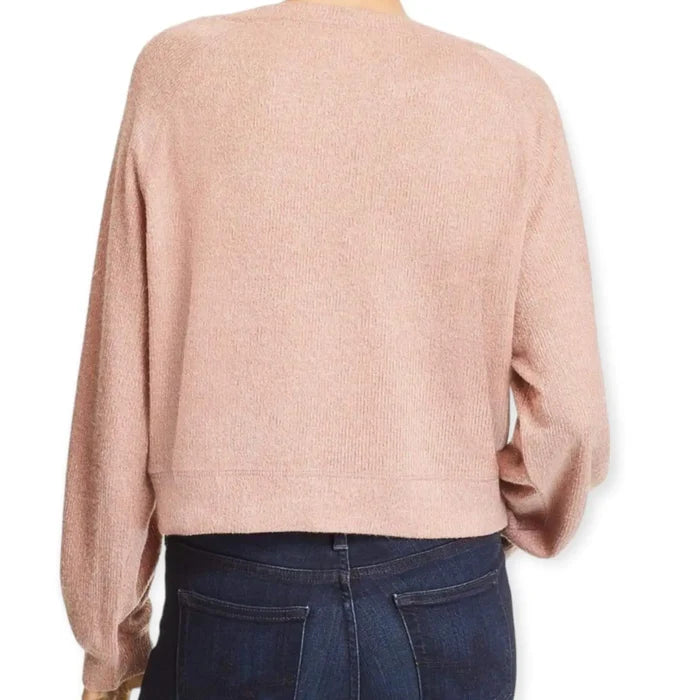 Cropped fuzzy sweater in pink mauve, slouchy fit, Band of Gypsies back view